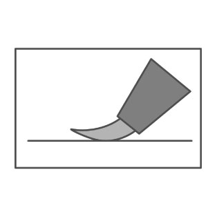 筆の根元を押し付けている図